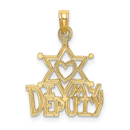14K Yellow Gold I Heart My Deputy Charm