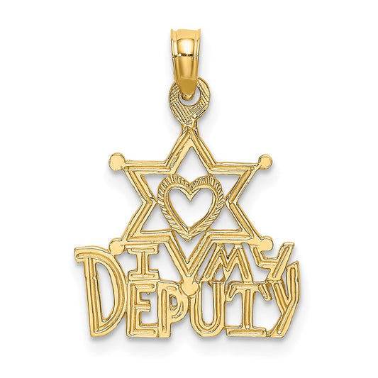 14K Yellow Gold I Heart My Deputy Charm