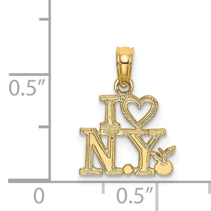 14K Yellow Gold I Heart Ny Charm