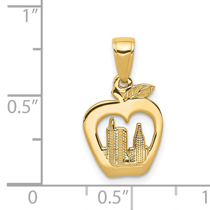 14K Yellow Gold New York Skyline In Apple Pendant