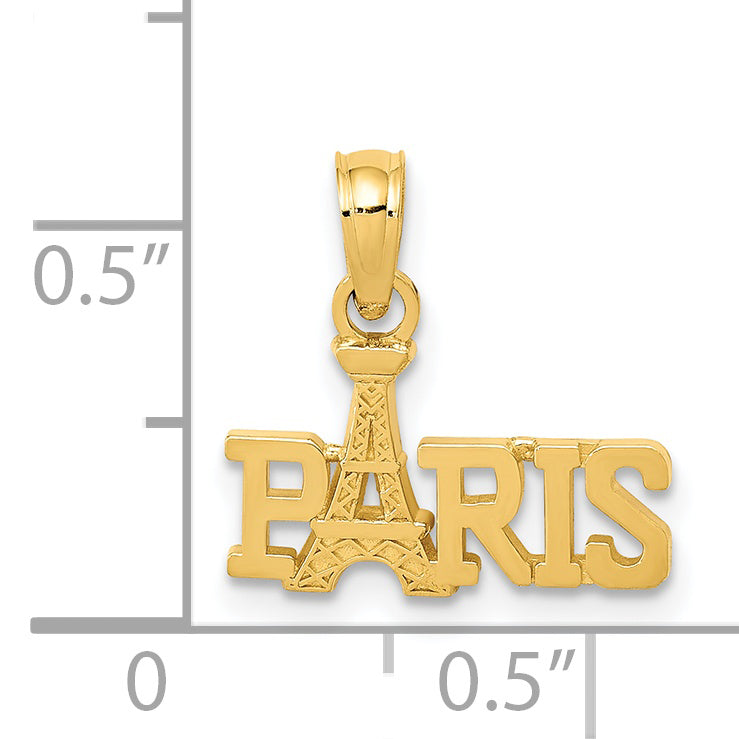 14K Yellow Gold Paris With Eiffel Tower Pendant