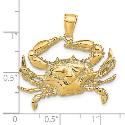 10K Yellow Gold Blue Crab Pendant