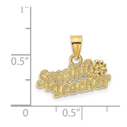 14K Yellow Gold Special Teacher With Flower Charm
