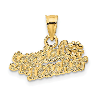 14K Yellow Gold Special Teacher With Flower Charm