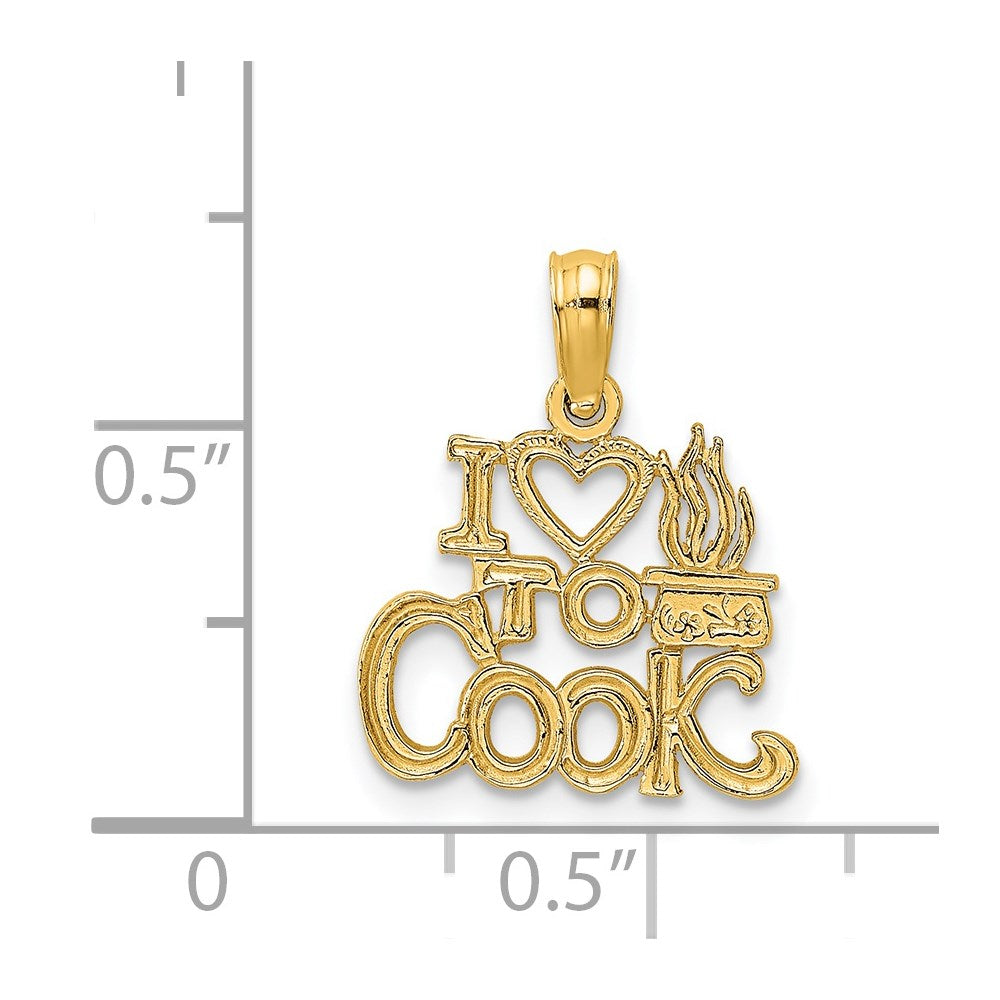 14K Yellow Gold I Heart To Cook Charm