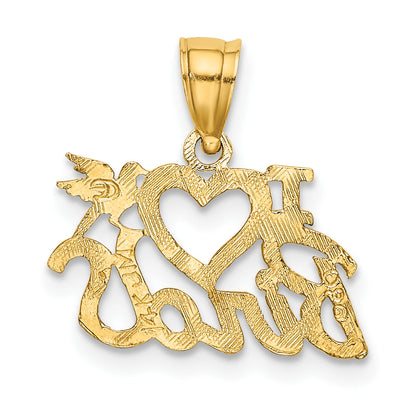 14K Yellow Gold I Heart Birds Charm