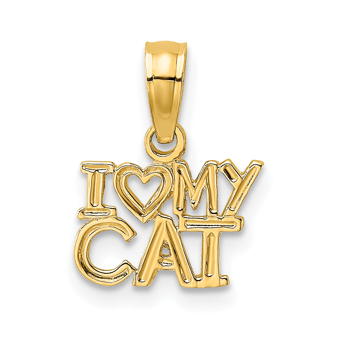 14K Yellow Gold I Heart My Cat Charm
