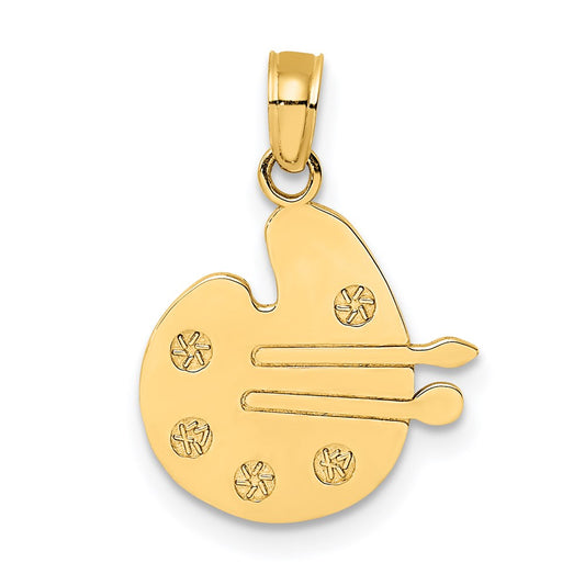14K Yellow Gold Paint Pallet And Brushes Charm