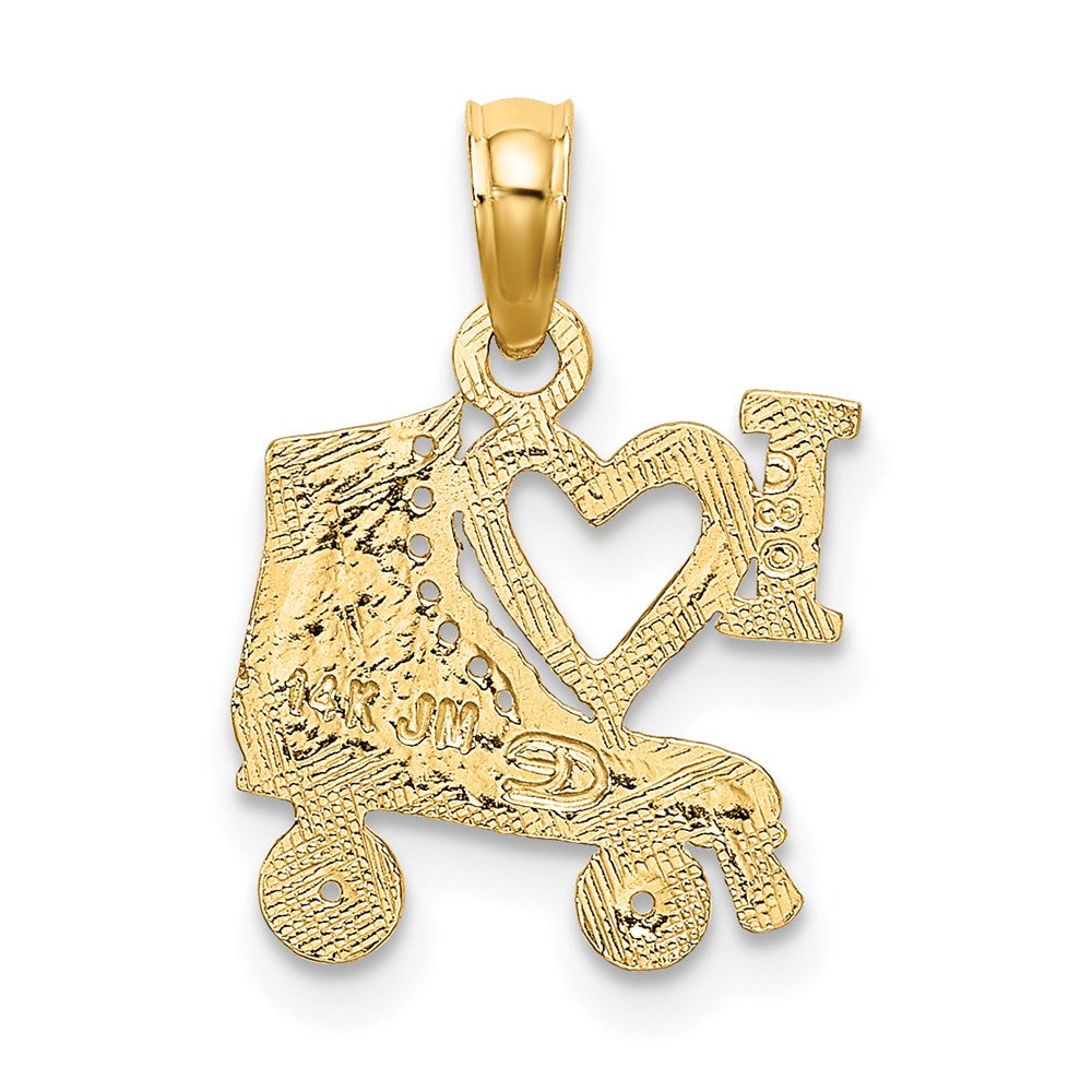 14K Yellow Gold I Heart W/Roller Skate Charm