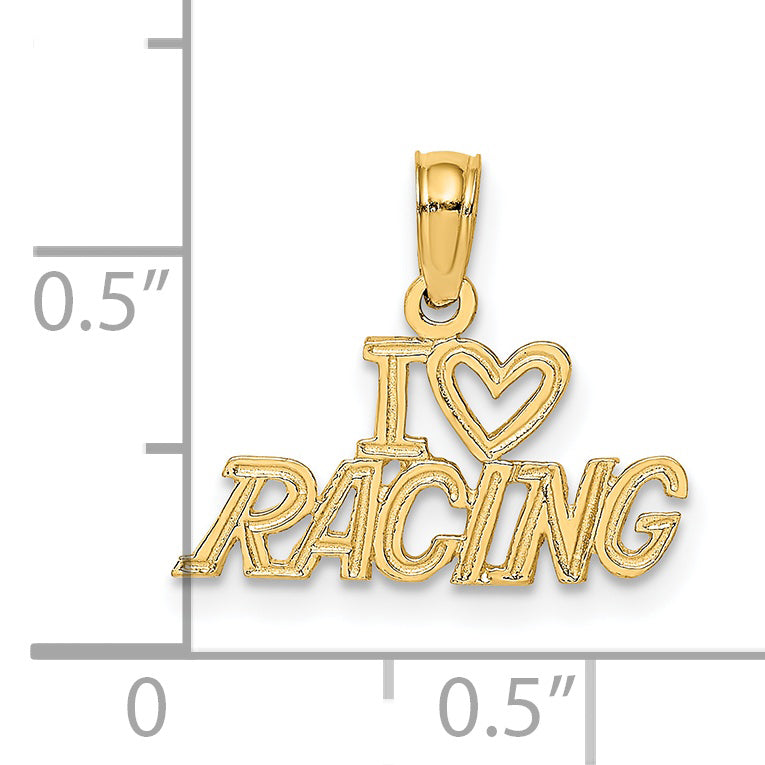 14K Yellow Gold I Heart Racing Charm