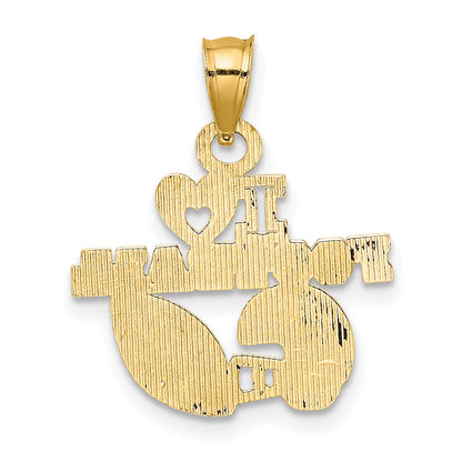 14K Yellow Gold I Heart Football Charm