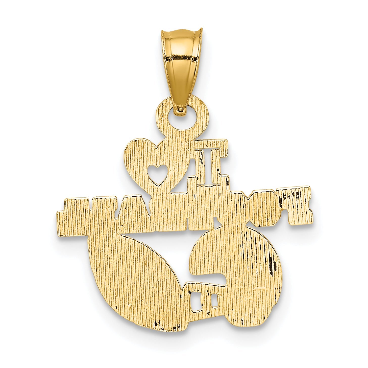 14K Yellow Gold I Heart Football Charm