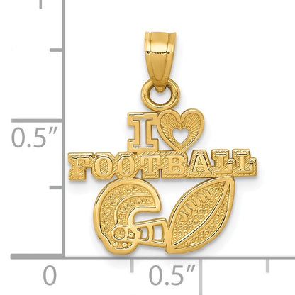 14K Yellow Gold I Heart Football Charm