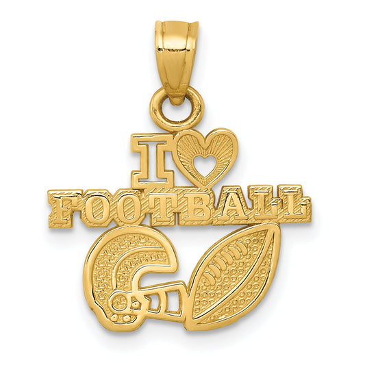 14K Yellow Gold I Heart Football Charm