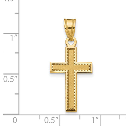14K Yellow Gold Small Satin Cross Pendant
