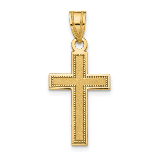 14K Yellow Gold Small Satin Cross Pendant