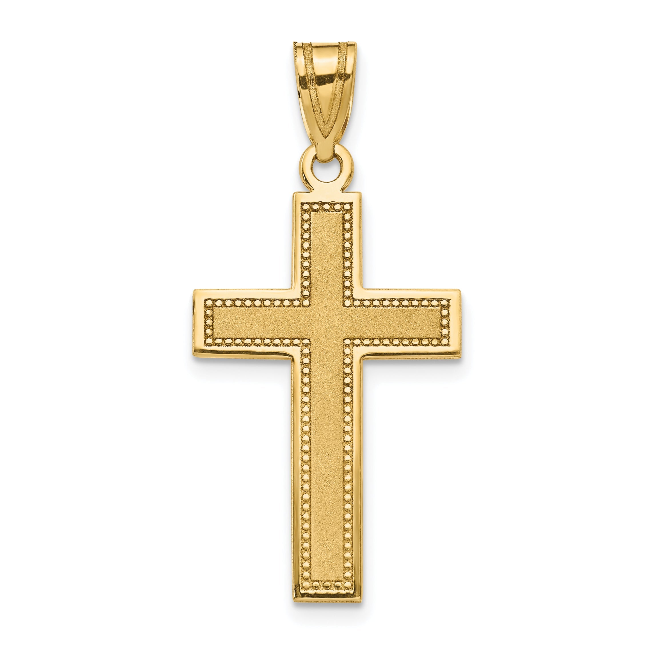 14K Yellow Gold Medium Satin Cross Pendant