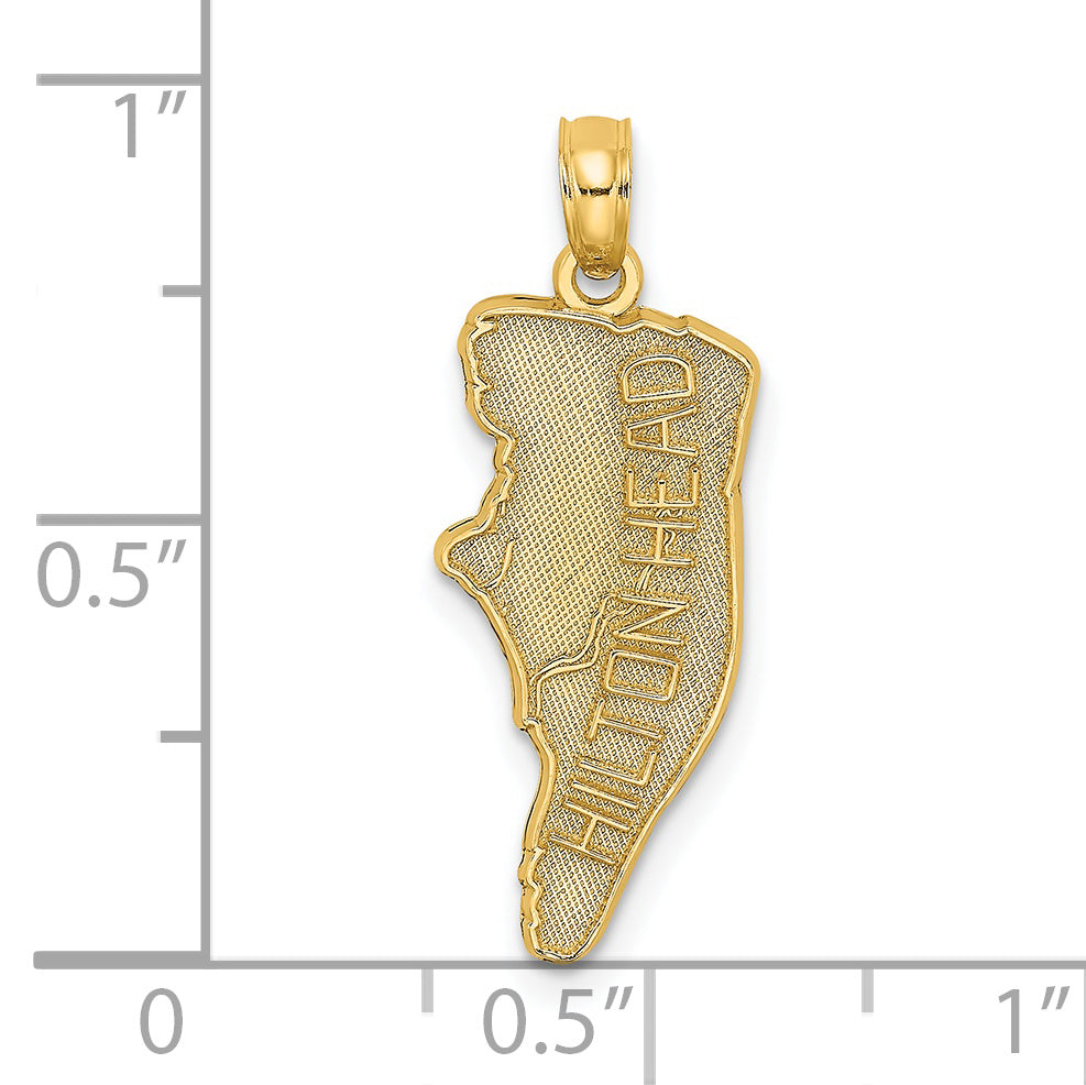 14K Yellow Gold Hilton Head Map Charm
