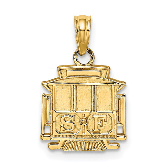 14K Yellow Gold Polished Sf Cable Car Charm