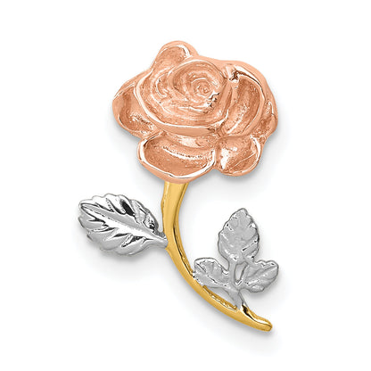 14K Two-Tone W/White Rhodium Polished Rose Chain Slide