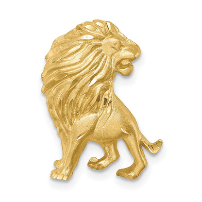 14K Yellow Gold Brushed Diamond-Cut Lion Chain Slide