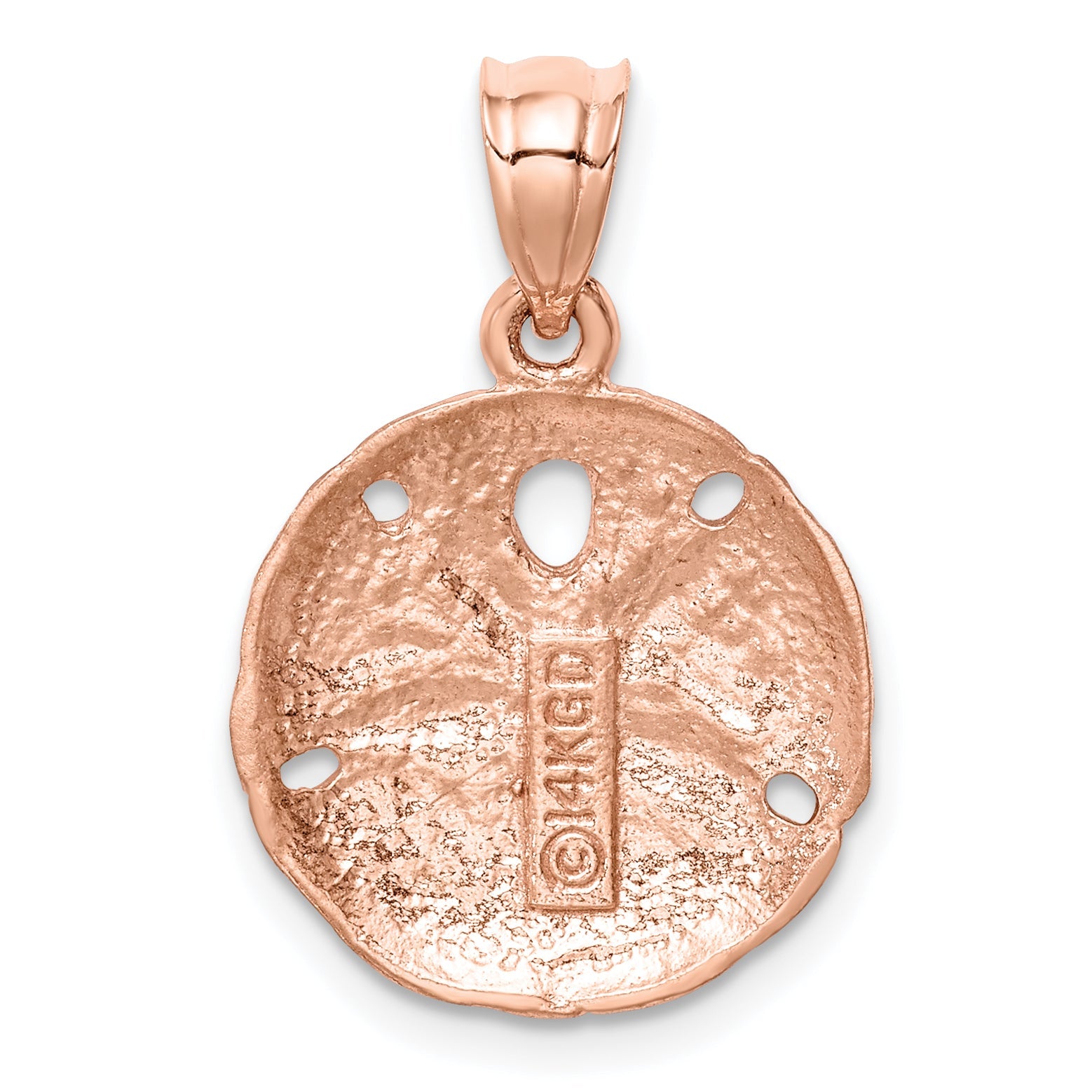 14K Rose Gold Brushed Diamond Cut Sand Dollar Pendant