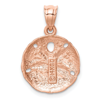14K Rose Gold Brushed Diamond Cut Sand Dollar Pendant