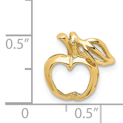 14K Yellow Gold Polished Cut-Out Apple Chain Slide
