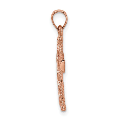 14K Rose Gold Polished Braided Cross Pendant