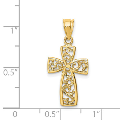 14K Yellow Gold Polished Cross Pendant