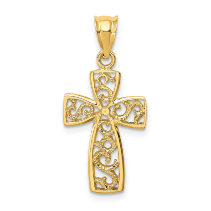 14K Yellow Gold Polished Cross Pendant