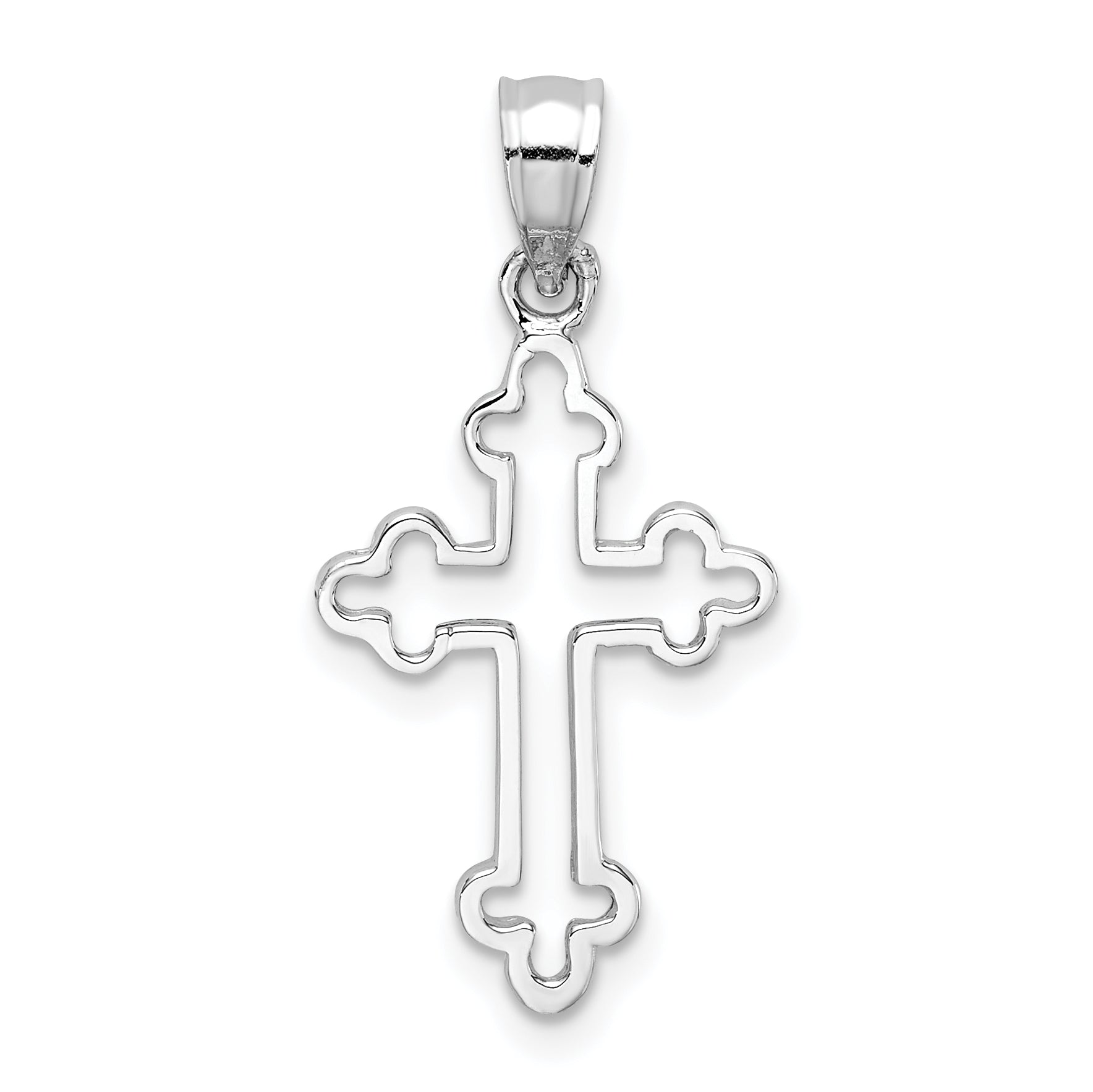 14K White Gold Polished Cross Pendant