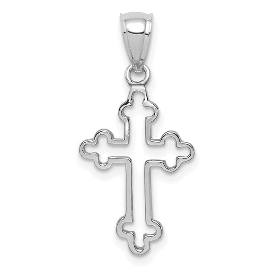 14K White Gold Polished Cross Pendant