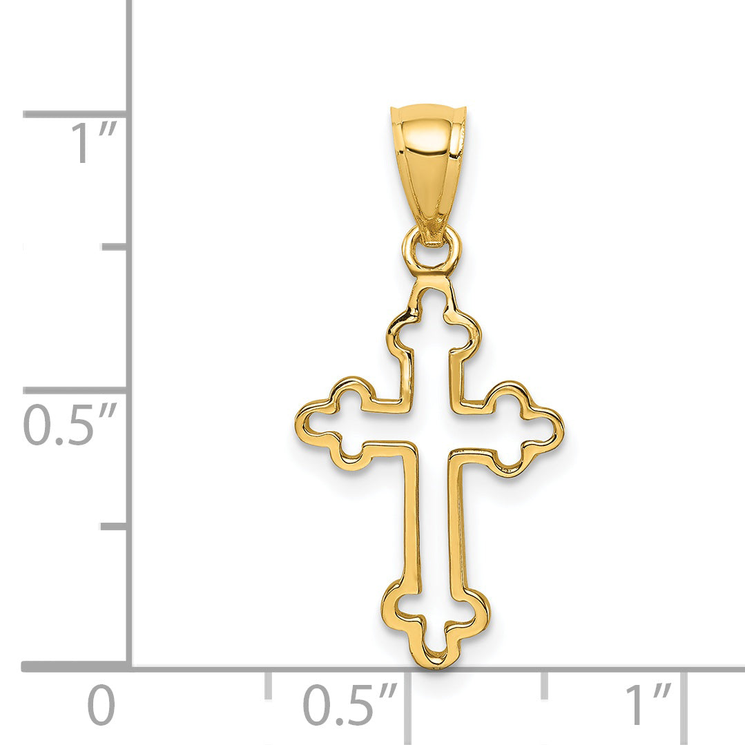 14K Yellow Gold Polished Cross Pendant