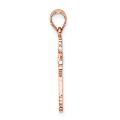 14K Rose Gold Polished Cross Pendant