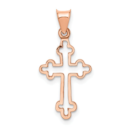 14K Rose Gold Polished Cross Pendant