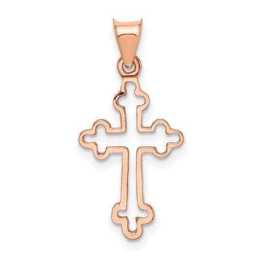 14K Rose Gold Polished Cross Pendant