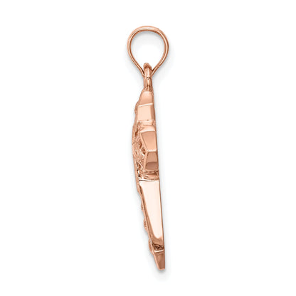14K Rose Gold Polished Cross Pendant