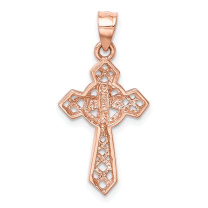 14K Rose Gold Polished Cross Pendant