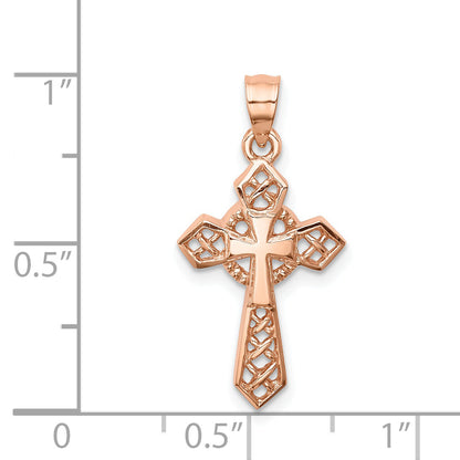14K Rose Gold Polished Cross Pendant