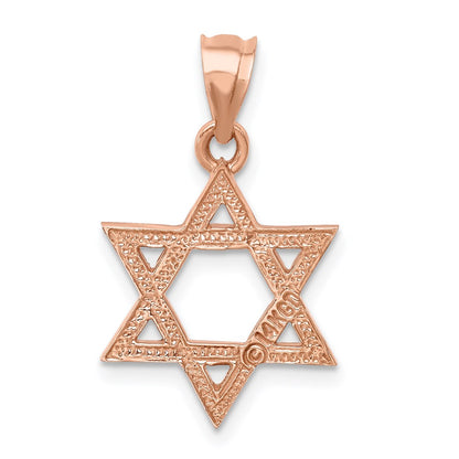 14K Rose Gold Polished Star Of David Pendant