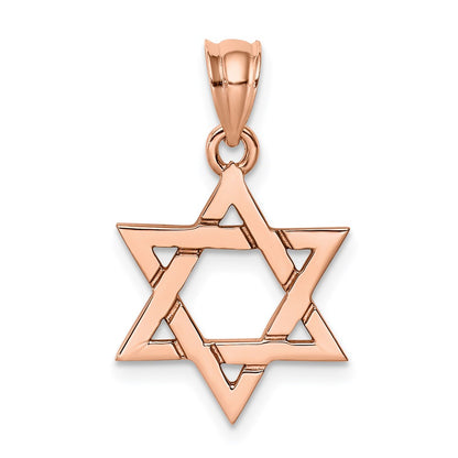 14K Rose Gold Polished Star Of David Pendant