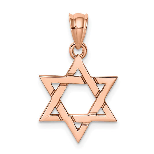 14K Rose Gold Polished Star Of David Pendant