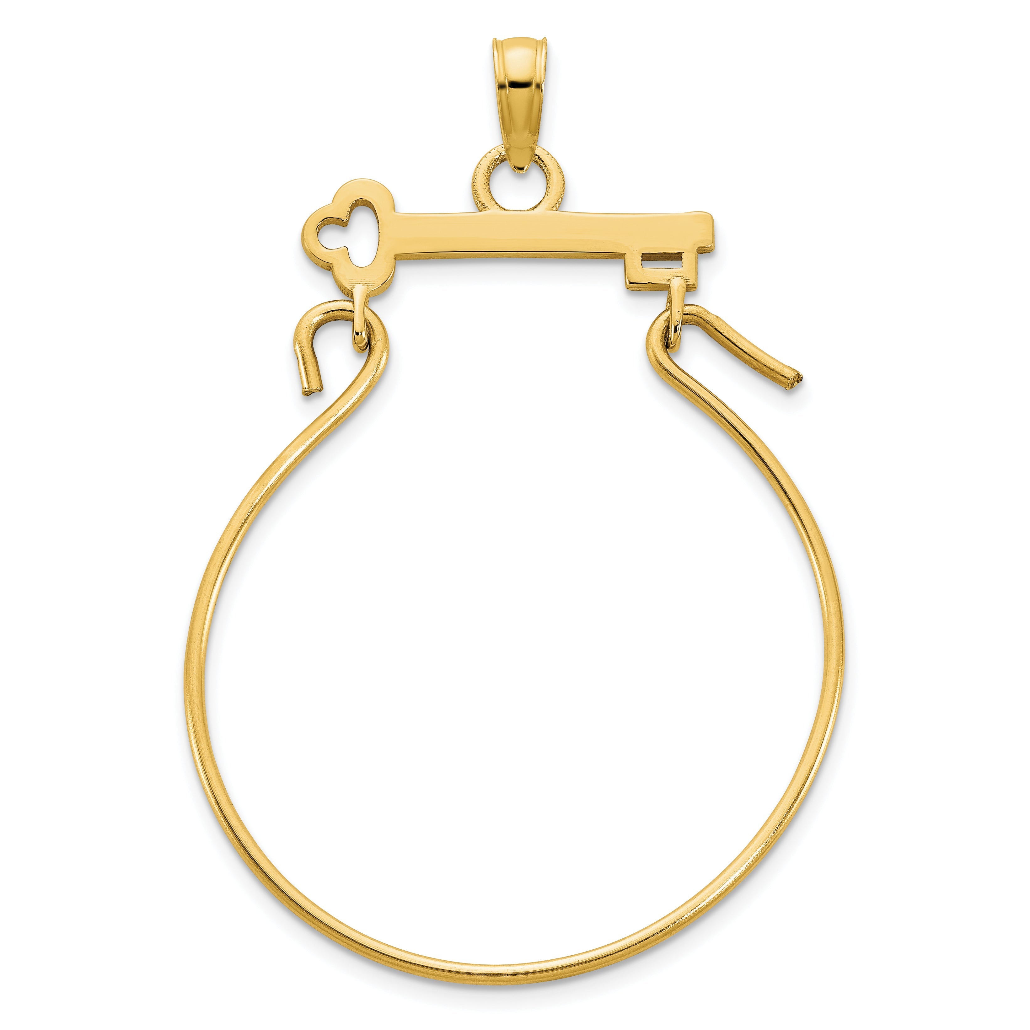 14K Yellow Gold Key Charm Holder Pendant
