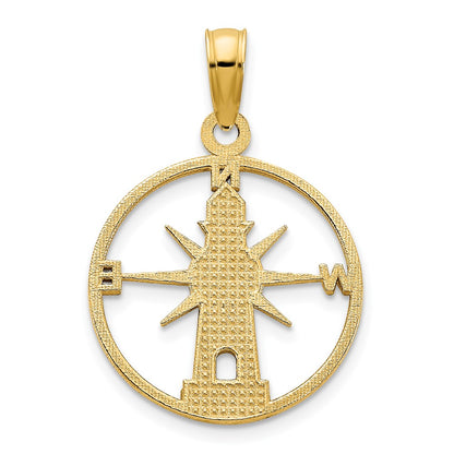 14K Yellow Gold Lighthouse Charm