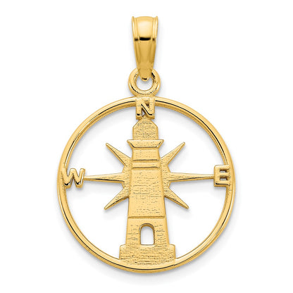 14K Yellow Gold Lighthouse Charm