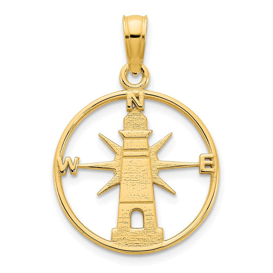 14K Yellow Gold Lighthouse Charm