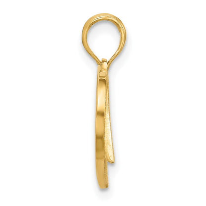 14K Yellow Gold Polished Fancy Wings and Heart Charm