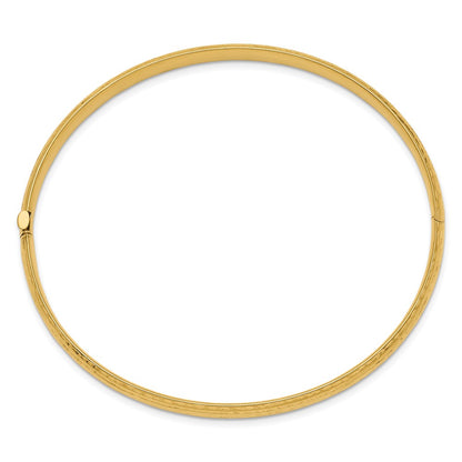 14K Yellow Gold 3/16 Diamond-Cut Fancy Hinged Bangle Bracelet