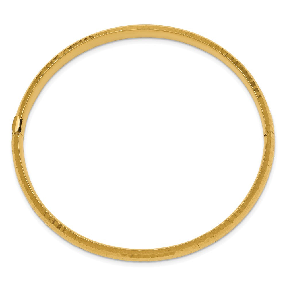 7.25 Inch 14K 4/16 Hammered Fancy Hinged Bangle Bracelet